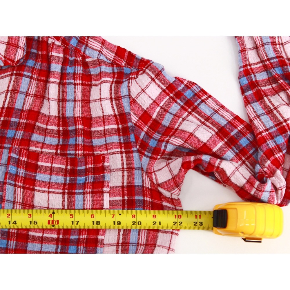 Pilcro Hadley Plaid Shirt Medium Button Down Long Sleeve Relaxed Fit Red Blue - Picture 8 of 12